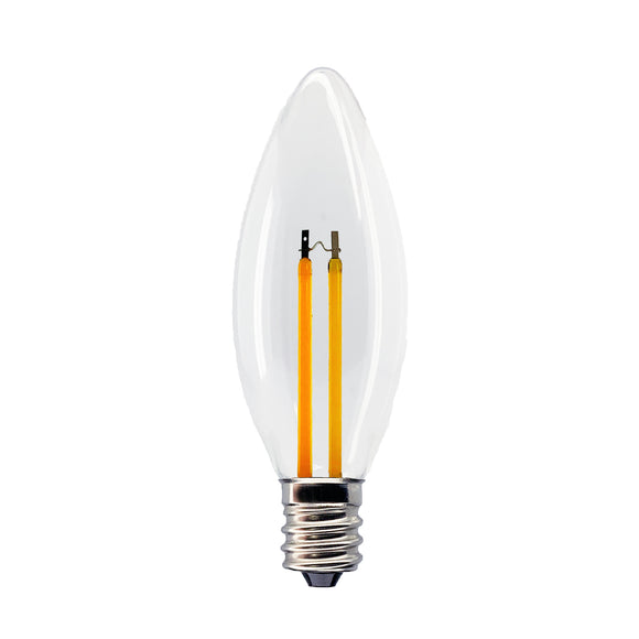 Chandlier / Pendant Light C32 LED Decorative Bulb, Amber Warm 2700K, Outdoor Waterproof Shatterproof, 2 W Low Wattage (20W Equivalent), E12S Medium Base, 6 Pack