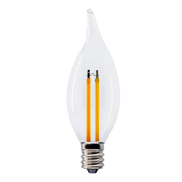 Chandlier / Pendant Light Flame Tip LED Decorative Bulb, Amber Warm 1900K,Waterproof Shatterproof, 2 W Low Wattage (20W Equivalent), E12S Medium Base, 6 Pack