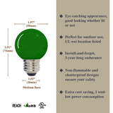 Luxsent Globe G50 Medium Base LED Decorative Bulb with Internal Green Coating, 1W, 25 Pack - Luxsent Lighting Corp.