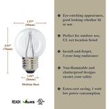 Luxsent Globe G50 Medium Base Clear LED Decorative Bulb with Shine Line Light Bar, 1W, 2700K, 25 Pack - Luxsent Lighting Corp.