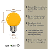 Luxsent Globe G50 Medium Base LED Decorative Bulb with Internal Yellow Coating, 1W, 25 Pack - Luxsent Lighting Corp.