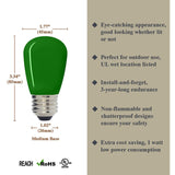 Luxsent S14 Medium Base LED Decorative Bulb with Internal Green Coating, 1W, 25 Pack - Luxsent Lighting Corp.