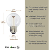 Luxsent Globe G50 Medium Base Clear LED Decorative Bulb with Light Bar, 1W, 2400K, 25 Pack - Luxsent Lighting Corp.